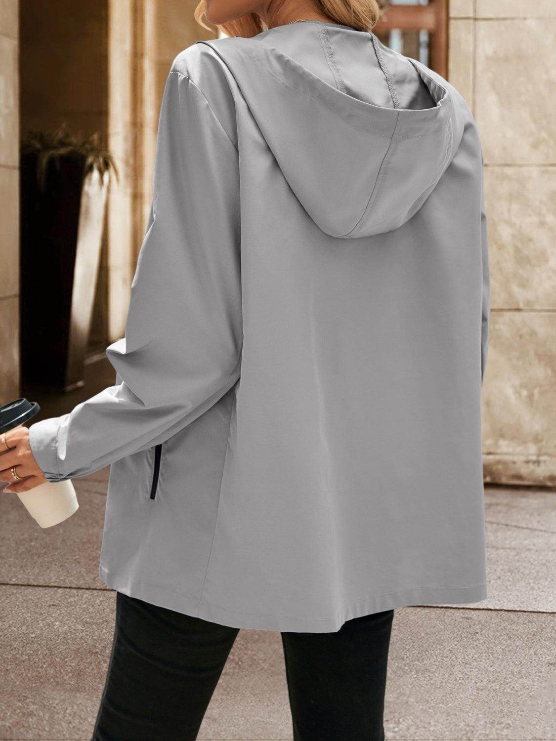 Ivy Lane Pocketed Zip Up Hooded Jacket for Women - Selvanelle