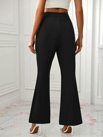 Slit Flare Pants with Pockets for Stylish Comfort - Selvanelle