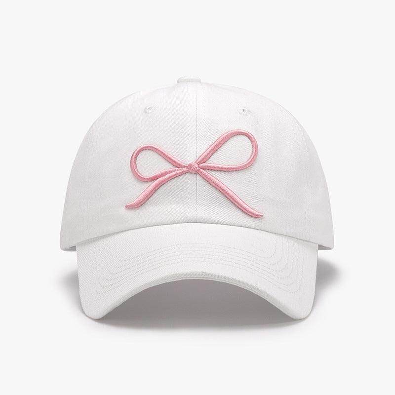 Bow Embroidered Cotton Baseball Cap for Stylish Comfort - Selvanelle
