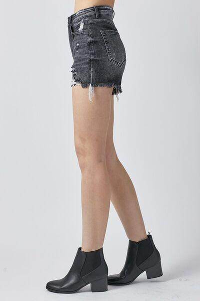 RISEN Full Size High Rise Distressed Denim Shorts for Women - Selvanelle