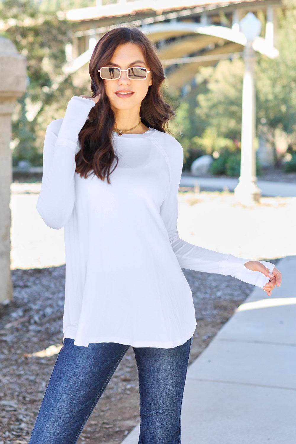 Basic Bae Full Size Round Neck Long Sleeve T-Shirt for All - Selvanelle