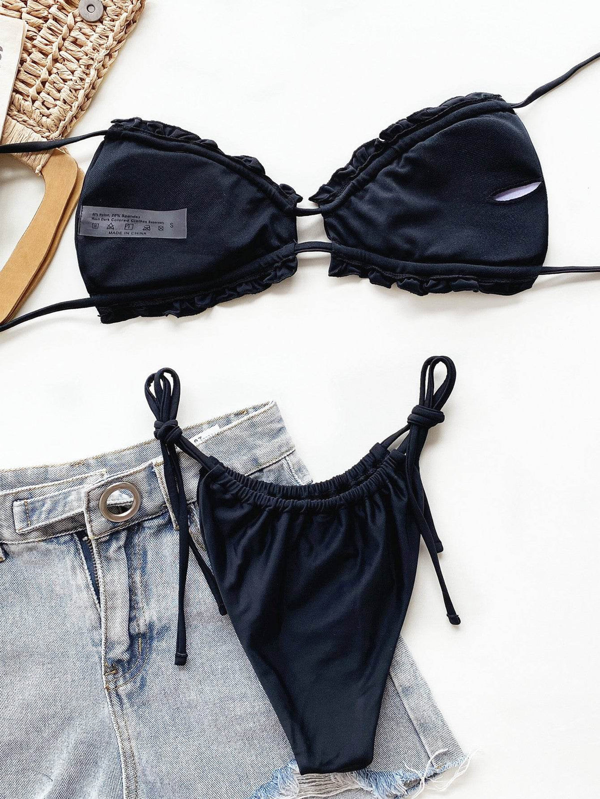 Frill Trill Halter Neck Bikini Set - Selvanelle