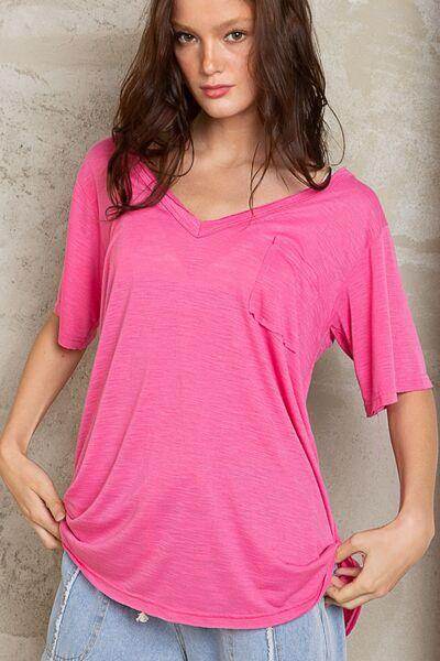 POL V-Neck Short Sleeve T-Shirt for Casual Everyday Wear - Selvanelle