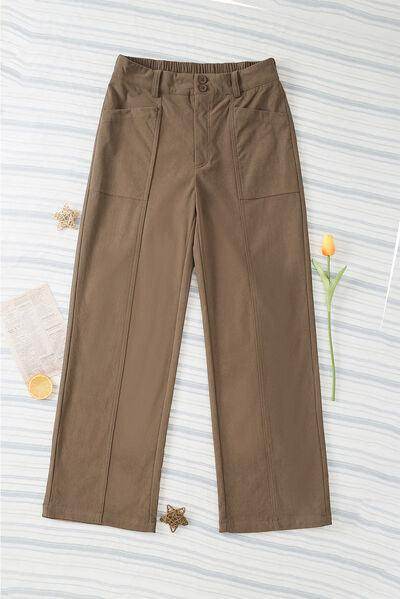 Half Elastic Waist Straight Pants for Comfortable Fit - Selvanelle