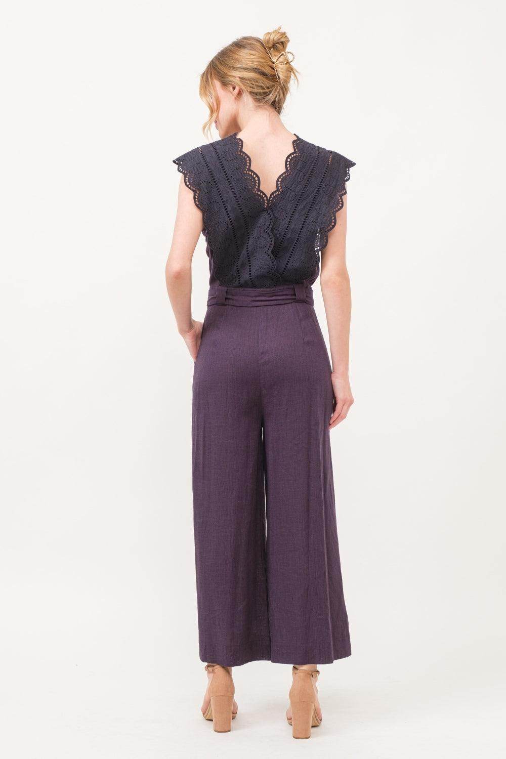 And The Why Laced Surplice Tie Waist Jumpsuit For Women - Selvanelle