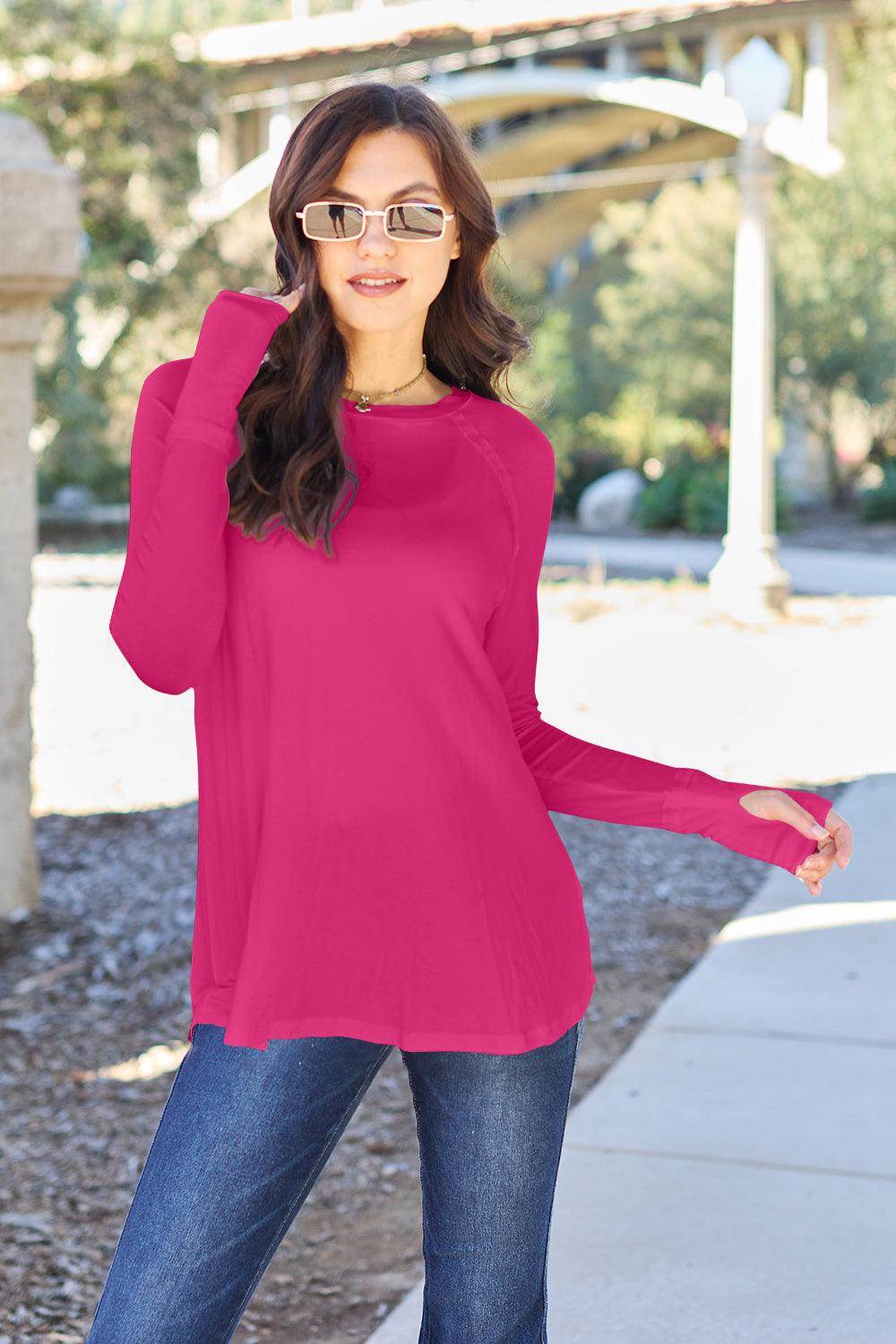 Basic Bae Full Size Round Neck Long Sleeve T-Shirt for All - Selvanelle