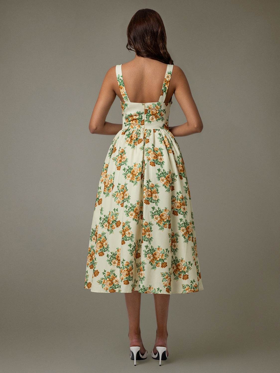 Lace Trim Floral Sleeveless Midi Dress - Selvanelle