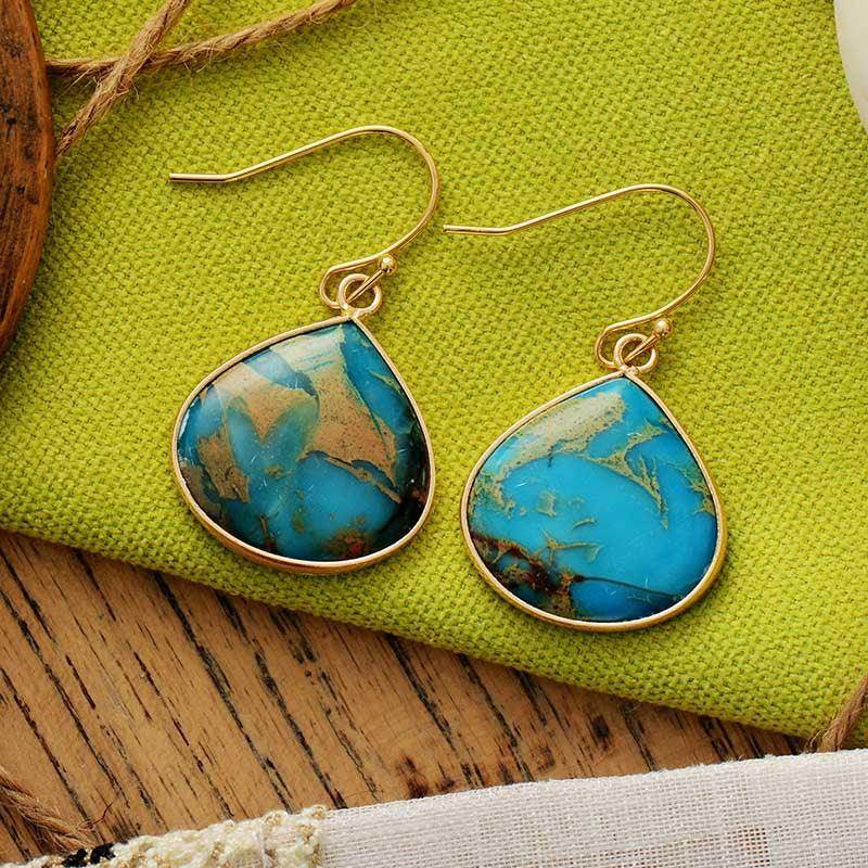 18K Gold-Plated Natural Stone Earrings for Elegant Style - Selvanelle