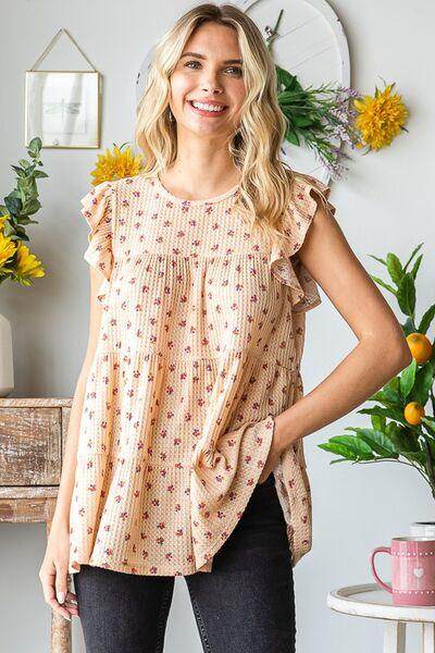 Heimish Full Size Butterfly Short Sleeve Floral Top Plus Size - Selvanelle