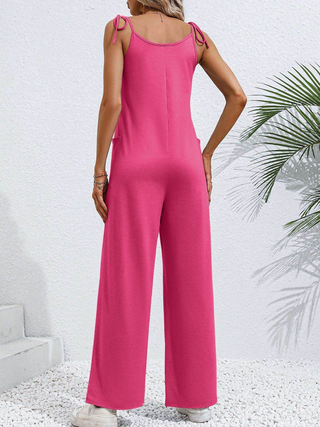 Scoop Neck Tie Shoulder Jumpsuit - Selvanelle