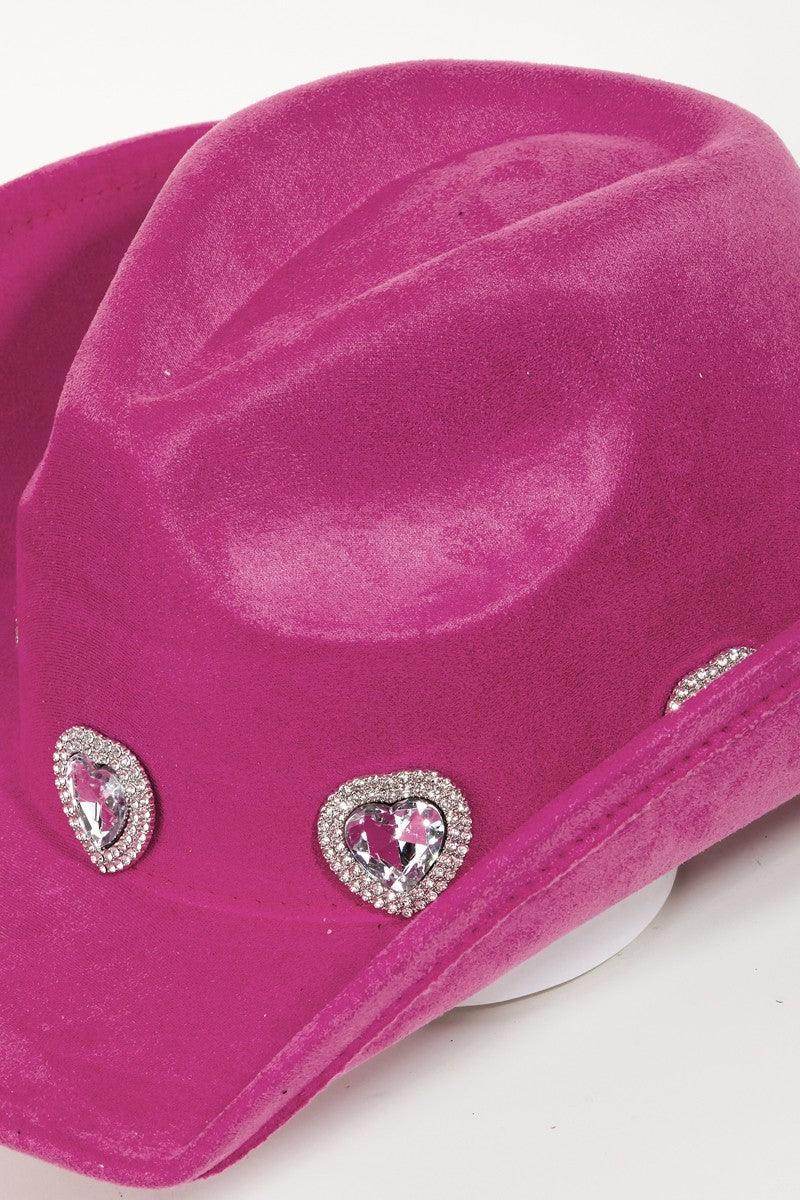 Fame Rhinestone Pave Heart Cowboy Hat for Stylish Women - Selvanelle