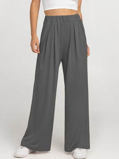 Elastic Waist Wide Leg Pants for Women in Various Sizes - Selvanelle
