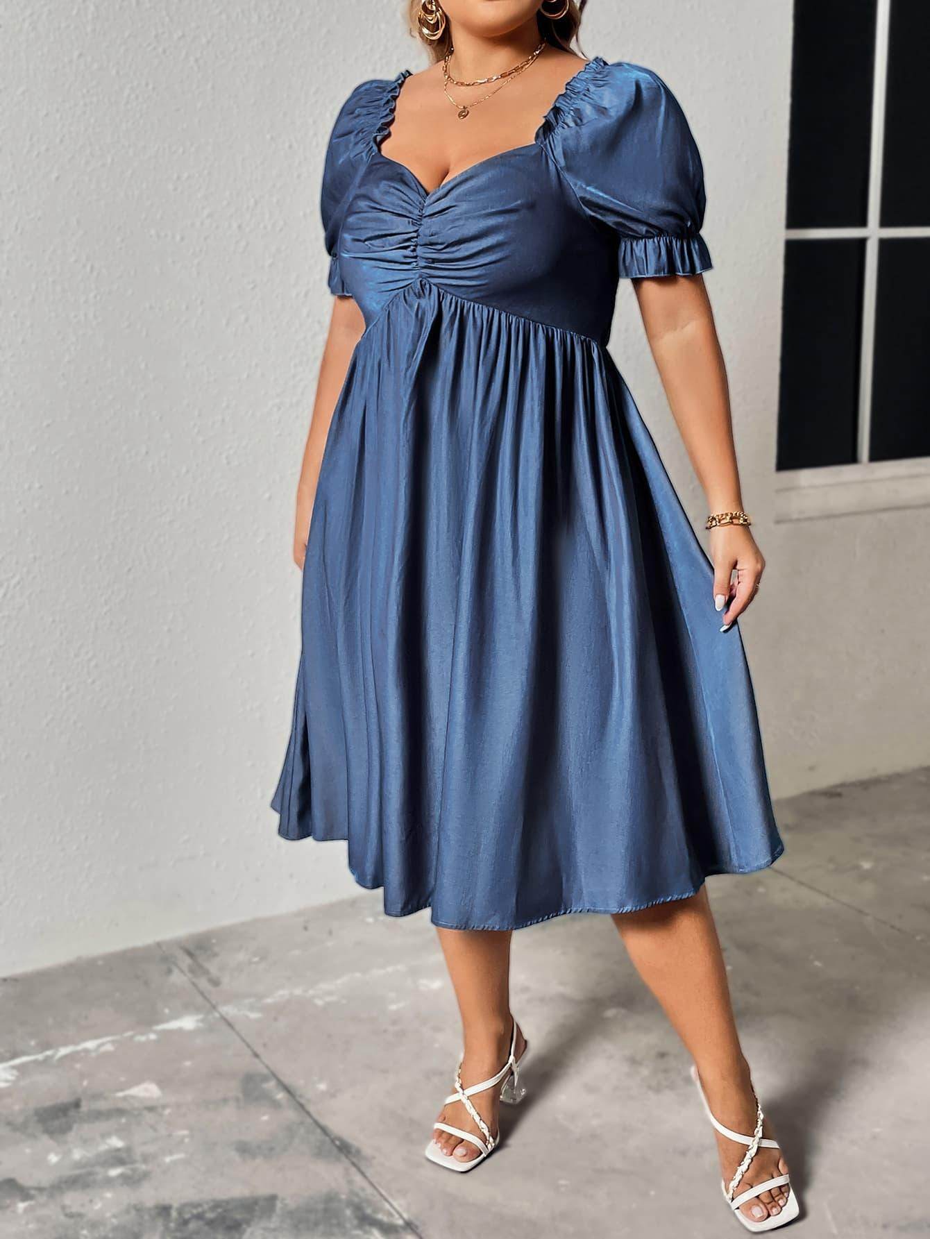 Honey Plus Size Ruched Sweetheart Neck Dress for Women - Selvanelle