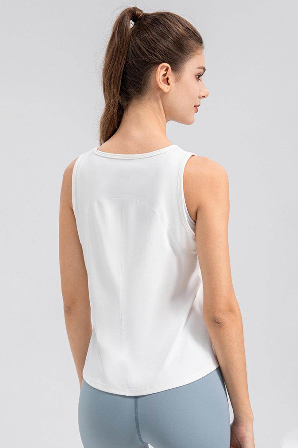Wide Strap Round Neck Active Tank for Comfortable Workouts - Selvanelle