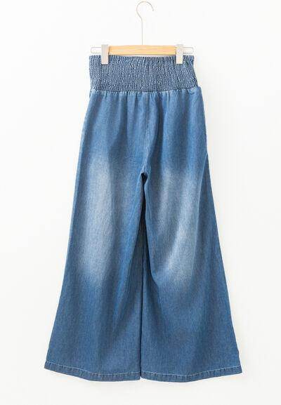 Smocked Wide Leg Jeans for Effortless Style and Comfort - Selvanelle