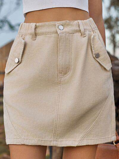 Stylish Pocketed Buttoned Mini Denim Skirt for Women - Selvanelle