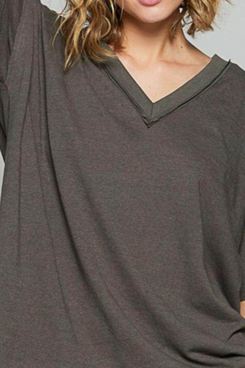 POL V-Neck Half Sleeve T-Shirt for Women Casual Style - Selvanelle