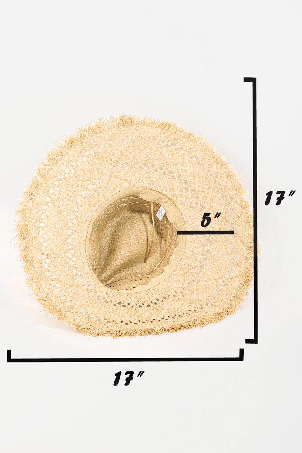 Fame Openwork Raw Hem Weave Hat for Stylish Summer Wear - Selvanelle