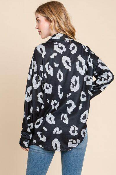 BOMBOM Animal Print Button Up Knit Shacket for Women - Selvanelle