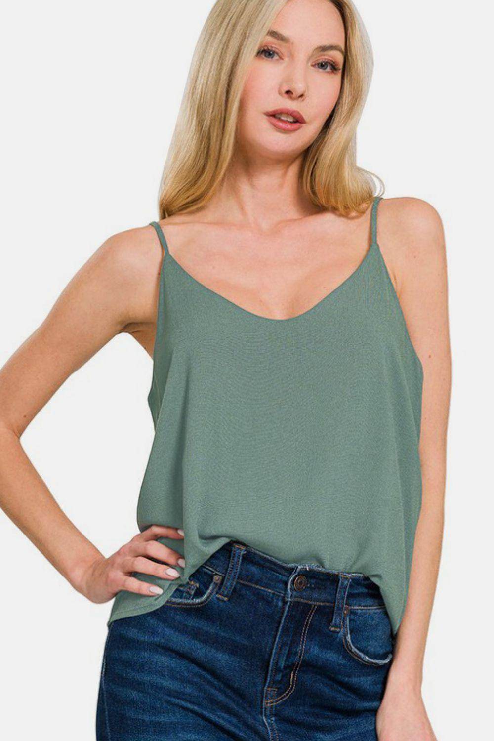 Zenana Two Layered Spaghetti Strap Cami for Women - Selvanelle