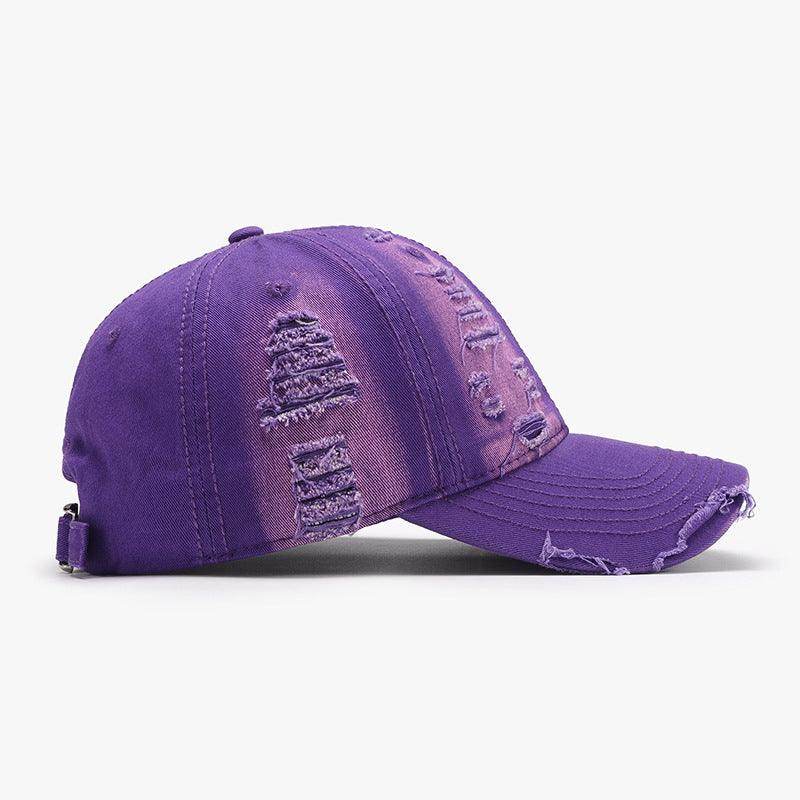 Distressed Adjustable Cotton Baseball Cap for Everyday Wear - Selvanelle