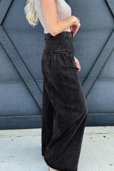 High Rise Wide Leg Jeans with Pockets for Effortless Style - Selvanelle