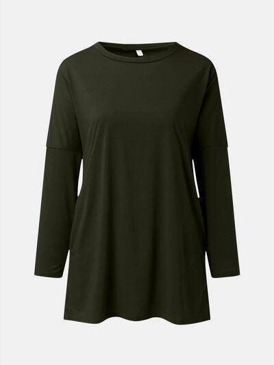 Full Size Round Neck Long Sleeve T-Shirt for Women - Selvanelle