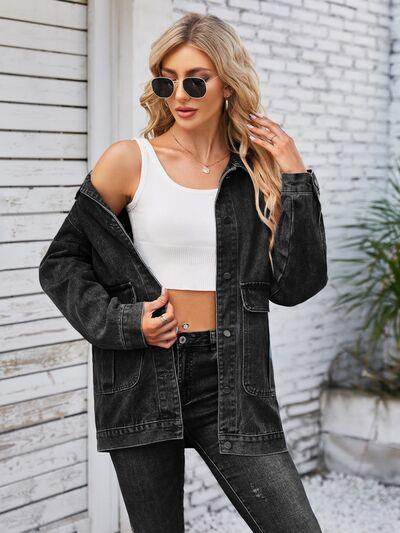 Button Up Long Sleeve Denim Jacket for Stylish Looks - Selvanelle