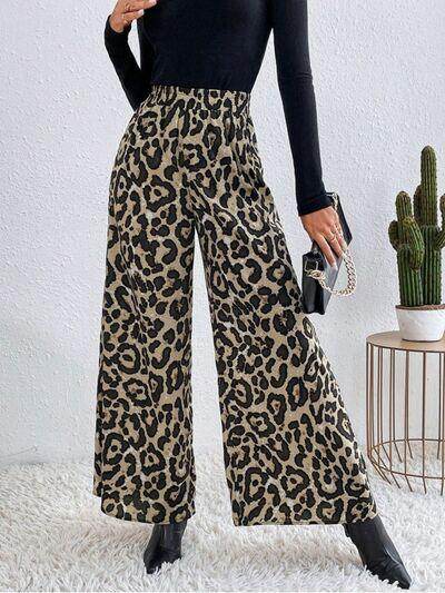 Printed Elastic Waist Wide Leg Pants for Women Fashion - Selvanelle