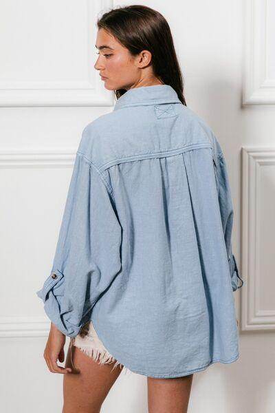 BiBi Button Down Stitch Detail Shirt With Chest Pockets - Selvanelle