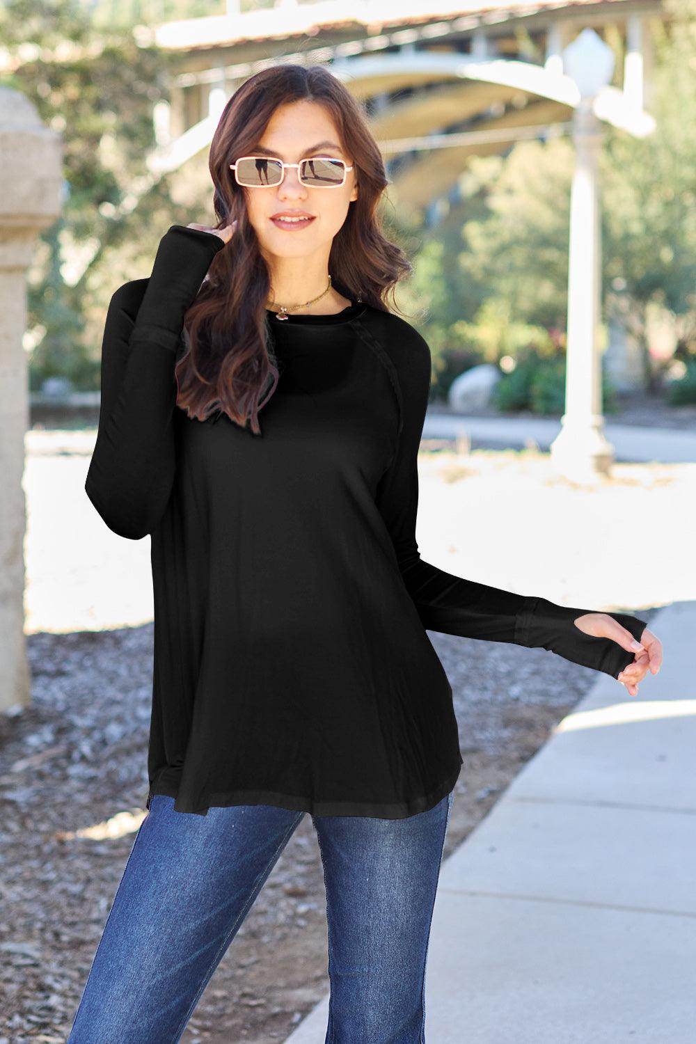 Basic Bae Full Size Round Neck Long Sleeve T-Shirt for All - Selvanelle