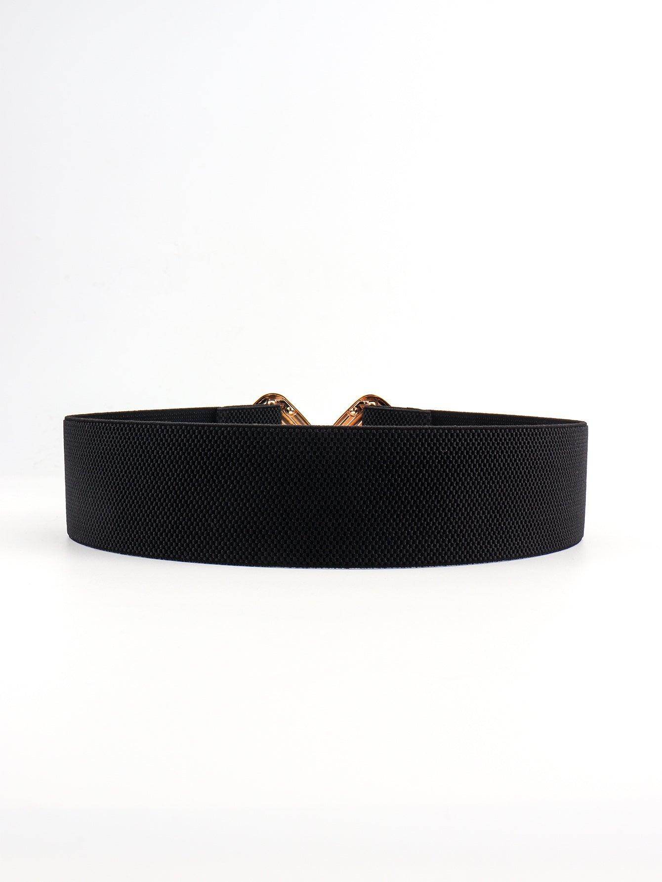 Geometric Buckle Elastic Wide Belt for Stylish Comfort - Selvanelle
