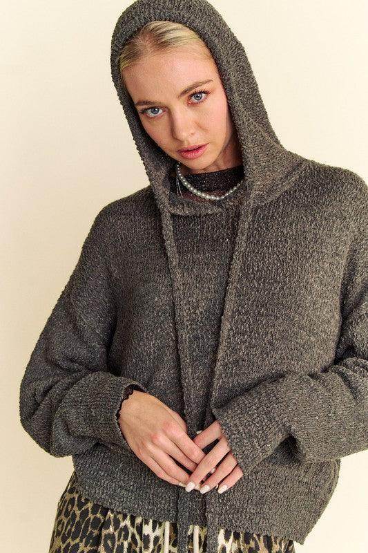 Davi & Dani Drop Shoulder Long Sleeve Hooded Sweater for Women - Selvanelle