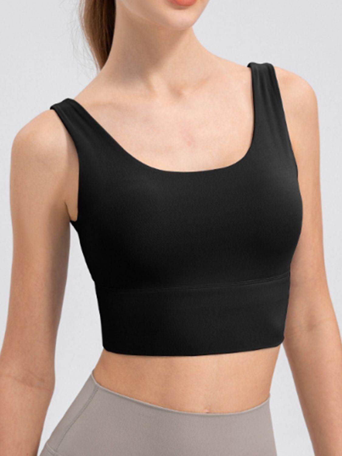 Scoop Neck Wide Strap Active Tank - Selvanelle