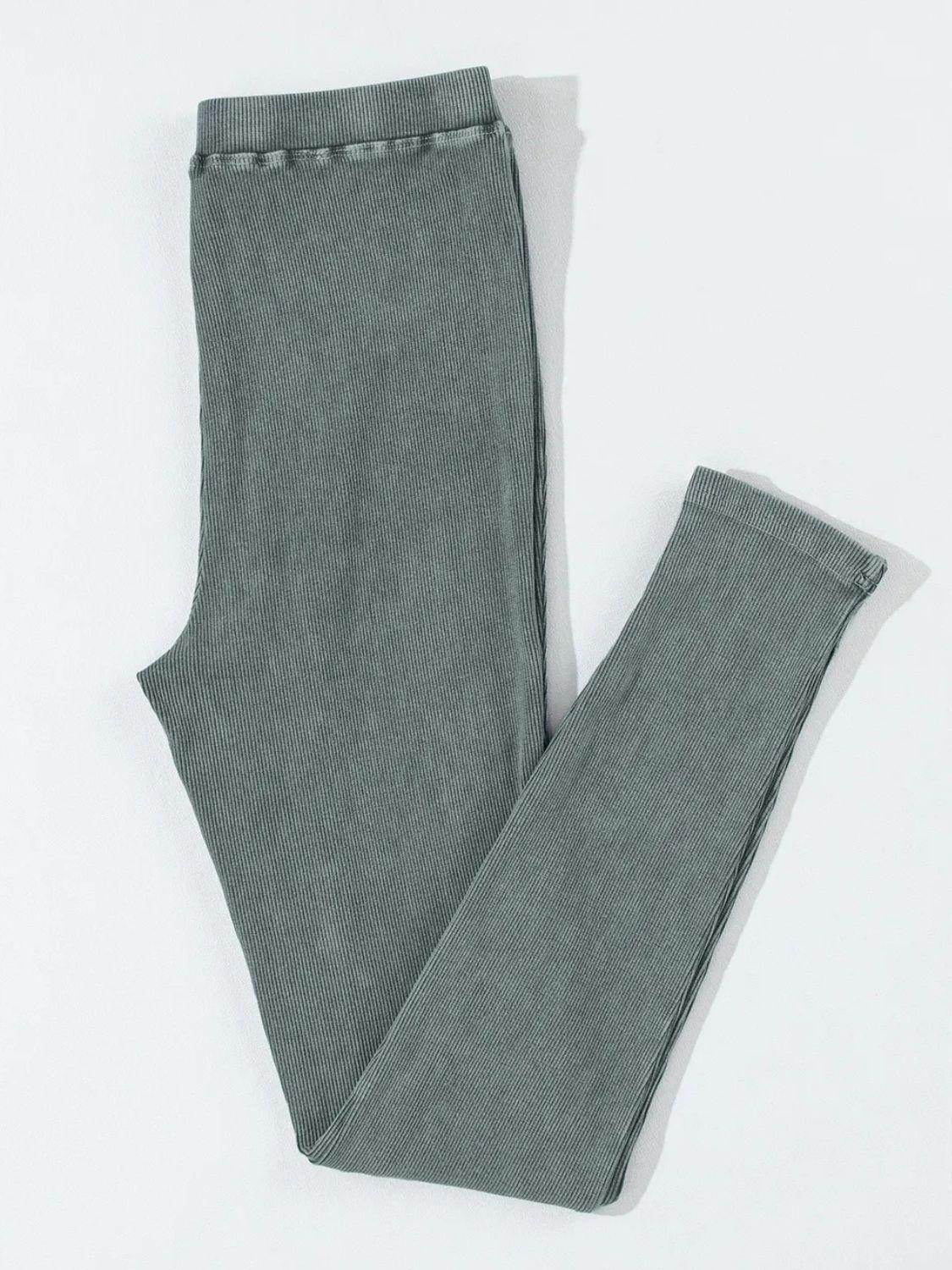 Ribbed Elastic Waist Leggings for Comfortable Everyday Wear - Selvanelle