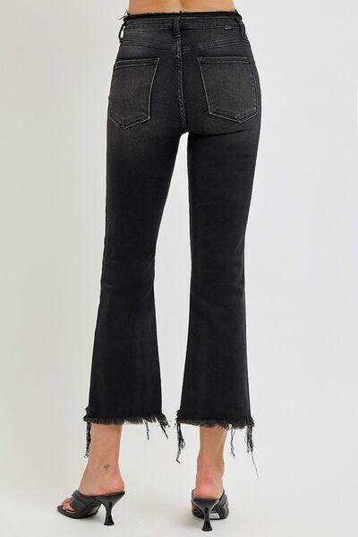 RISEN Full Size Raw Hem Cropped Flare Jeans Plus Size - Selvanelle