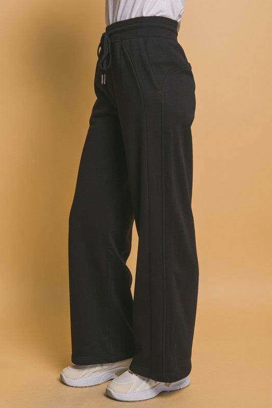 Love Tree Drawstring Wide Leg Sweatpants With Pockets - Selvanelle