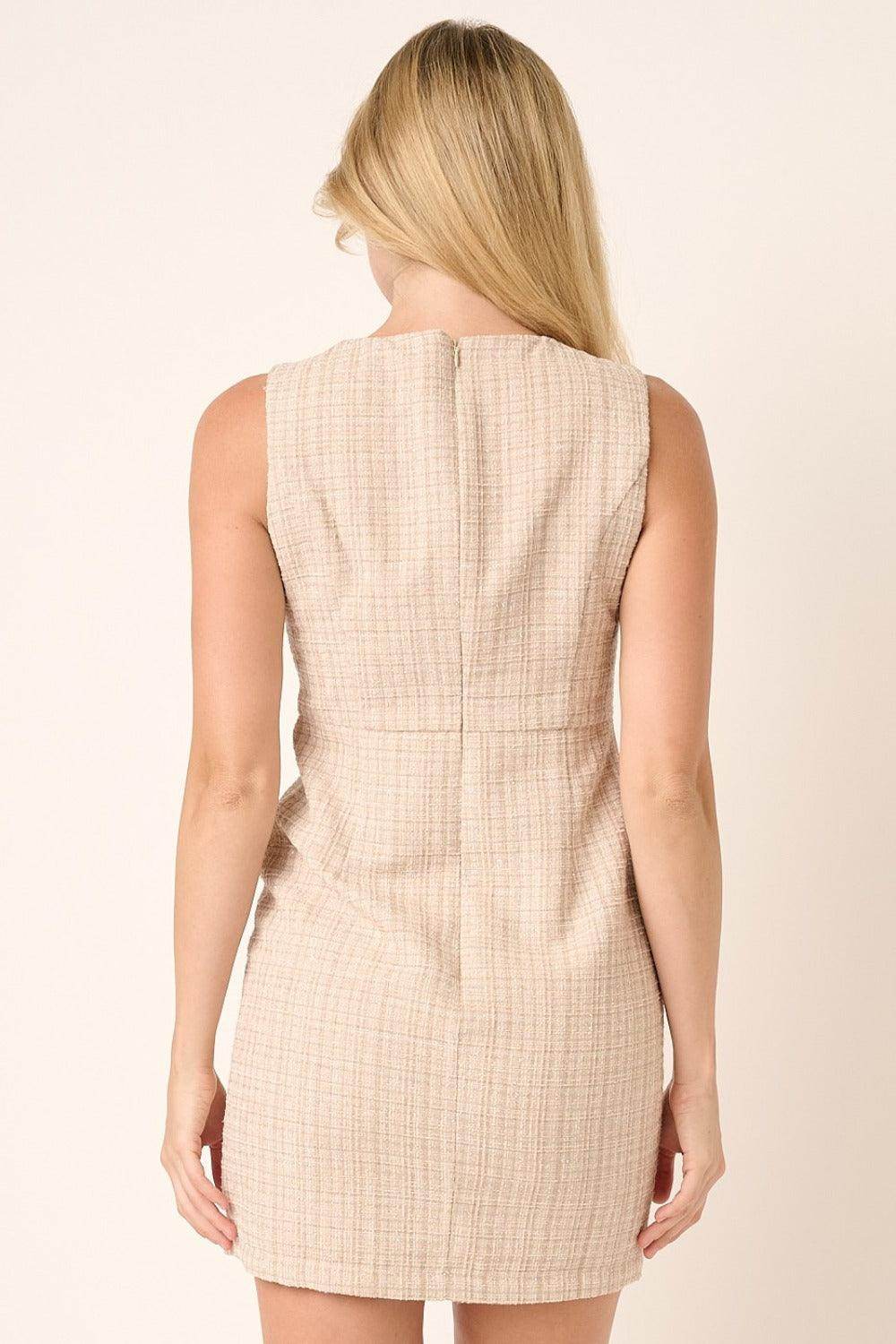 Mittoshop Tweed Sleeveless Mini Dress for Chic Style - Selvanelle