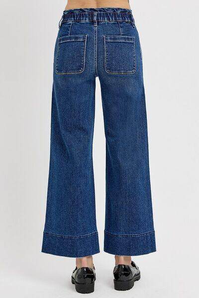 RISEN Elastic Band Wide Leg Jeans for Casual Chic Style - Selvanelle