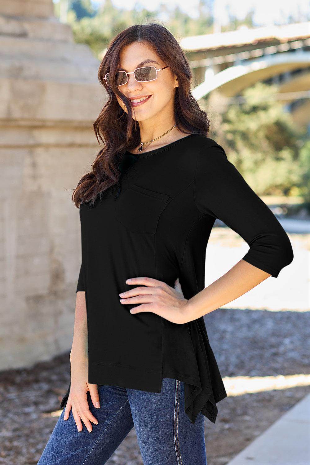 Basic Bae Full Size Round Neck Pocketed T-Shirt for Women - Selvanelle