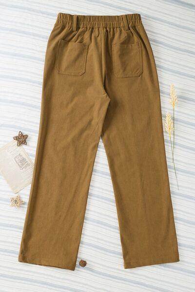 Half Elastic Waist Straight Pants for Comfortable Fit - Selvanelle