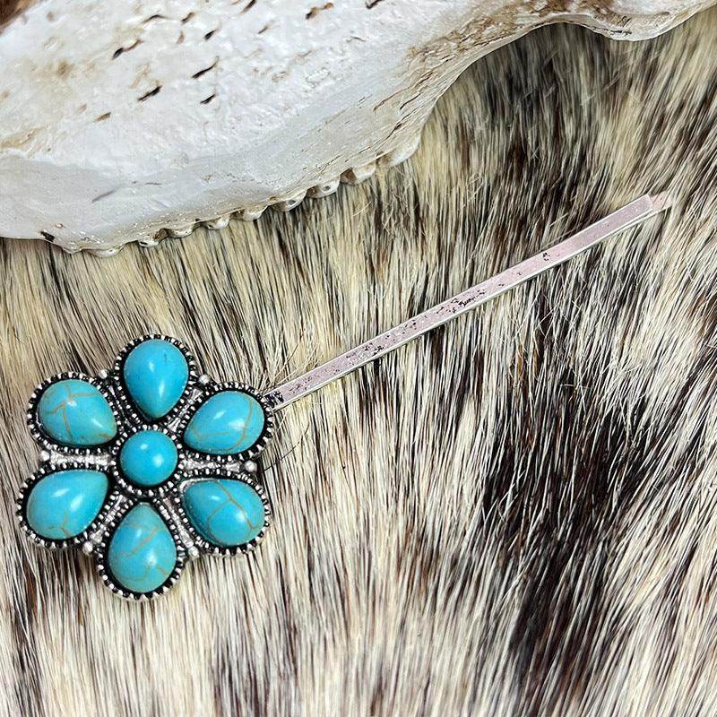 Turquoise Alloy Hairpin for Stylish Hair Accessories - Selvanelle