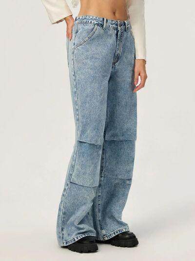 Stylish Wide Leg Jeans with Pockets for Modern Women - Selvanelle