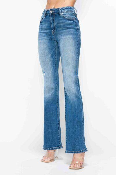 Bytos Full Size Distressed High Rise Jeans With Pockets - Selvanelle