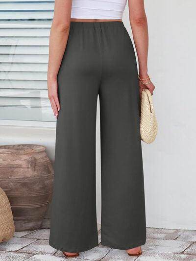 Elastic Waist Wide Leg Pants for Women in Various Sizes - Selvanelle