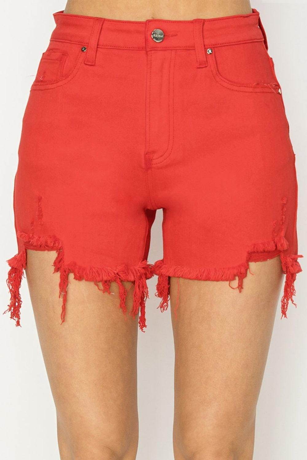 RISEN High Rise Distressed Denim Shorts for Trendy Style - Selvanelle