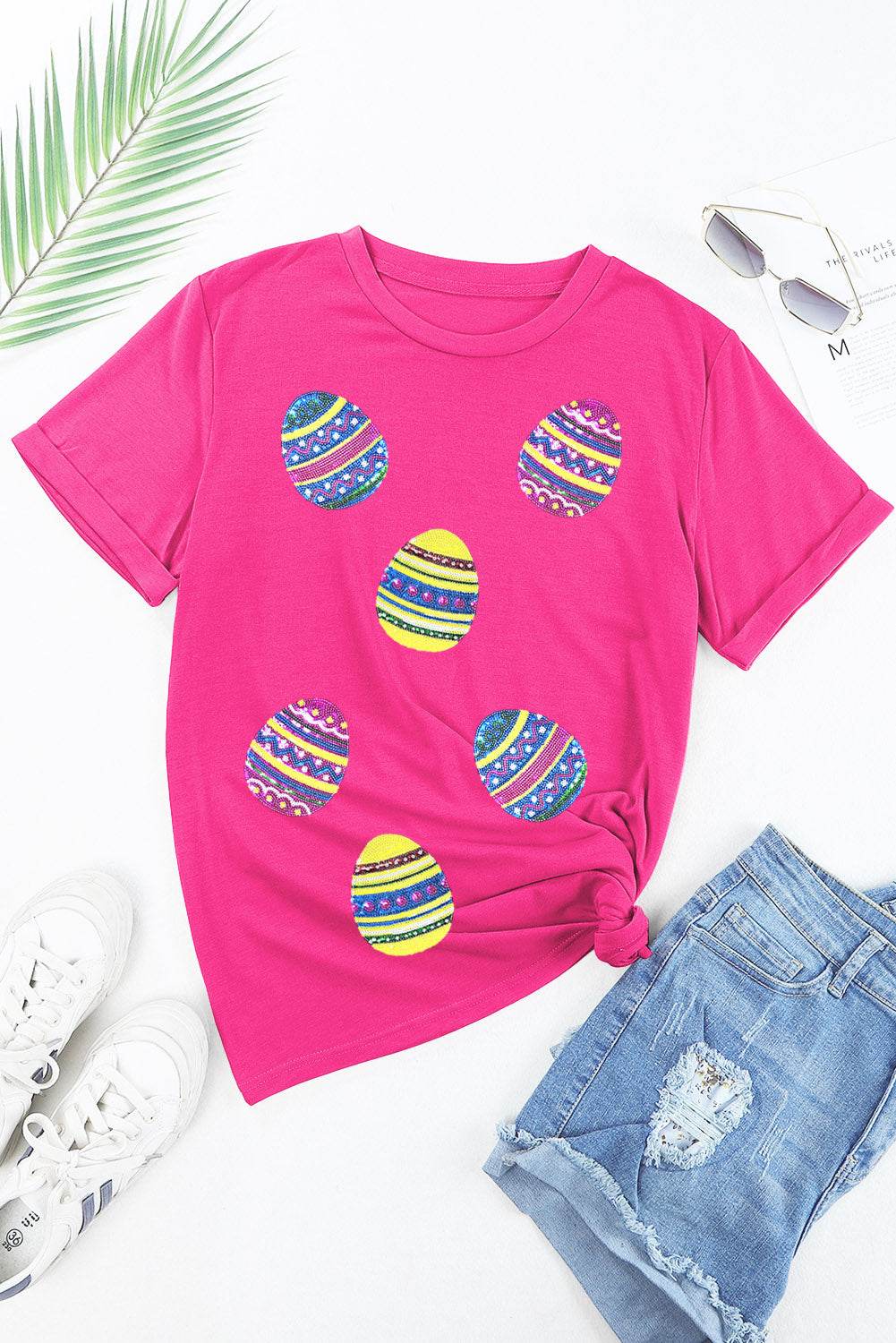 Sequin Easter Egg Short Sleeve T-Shirt - Selvanelle