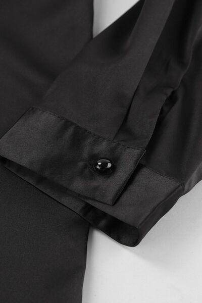 Ruffled Notched Long Sleeve Shirt for Women Stylish Fashion - Selvanelle