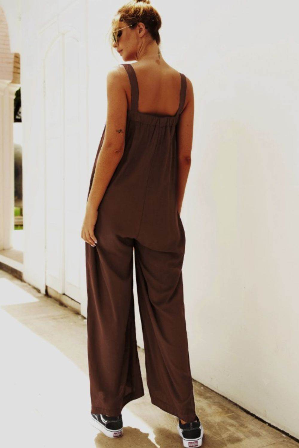 Wide Strap Wide Leg Jumpsuit - Selvanelle