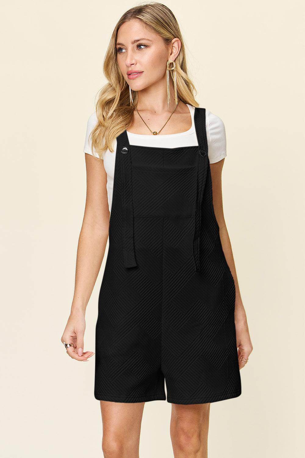 Double Take Full Size Texture Sleeveless Romper for Women - Selvanelle